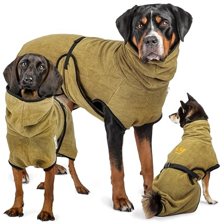 Rudelkönig Hundebademantel aus 100% Baumwolle - Saugstarker Bademantel Hunde mittel - Kuscheliger Bademantel mittelgroße Hunde