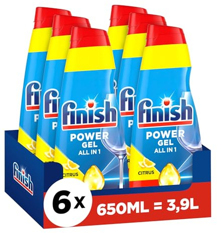 Finish Power Gel Citrus – Flüssiges Geschirrspülmittel für die Spülmaschine – 6 x 650 ml