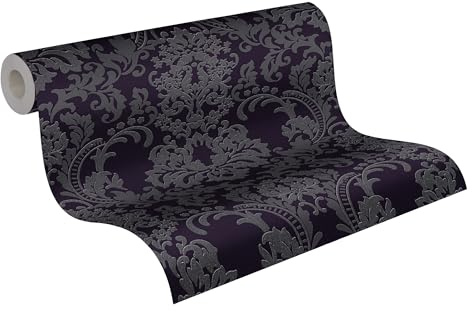 A.S. Création Black & White Vliestapete mit Ornamenten 0,53 x 10,05 m – Schwarz, Silber – Barocktapete Made in Germany – 361663