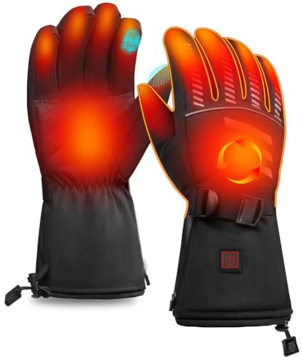Qdreclod Beheizbare Handschuhe für Damen Herren, 7.4V 3000mAh Heizhandschuhe mit 3-Temperaturstufen, wasserdichte Touchscreen Winterhandschuhe für Skifahren, Motorrad, Wandern, Jagd