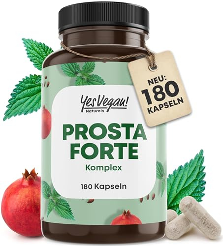Prosta Forte Kapseln hochdosiert (180 Kapseln) u.a. aus Kürbiskern, Brennnessel, Granatapfel, Sägepalmenextrakt, Selen uvm. – Vegan