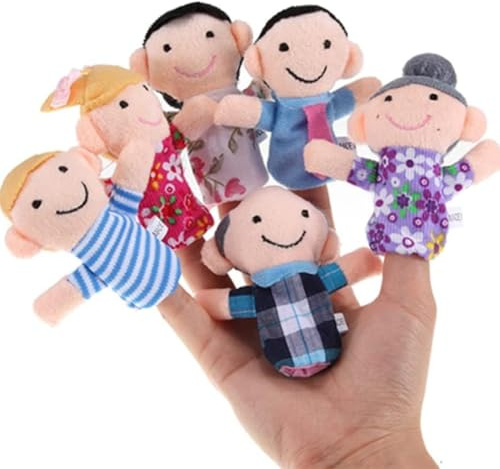 ZEPIQOR 6 Pcs Fingerpuppen Baby Mitgebsel Kindergeburtstag Finger Plüschtier Set Jungen und Mädchen Geschenke für Weihnachten Oster und Kinderparty（Familienmitglieder）