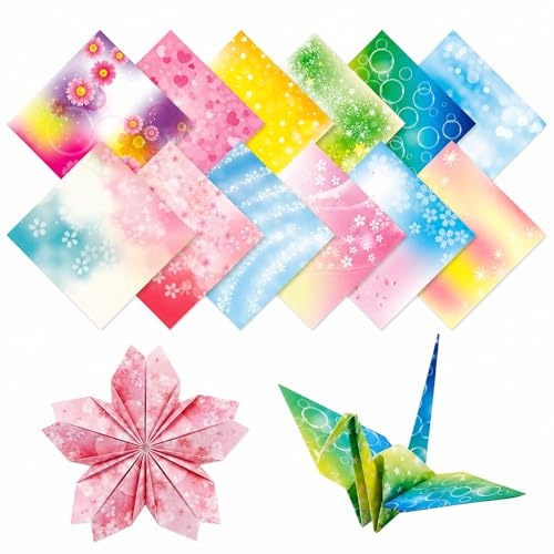 Origamipapier bunt 150 Blatt, Faltpapier 15x15 cm mit 12 Mustern | Farbiges Origami Papier für Faltarbeiten, Basteln, Karten, Dekoration und kreative DIY Projekte