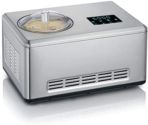 SEVERIN 2-in-1 Eismaschine mit Joghurtfunktion, Eismaschine mit Kompressor für Eis, Sorbet und Frozen Joghurt, Joghurtbereiter mit warm & cold-Funktion, Edelstahl-gebürstet, EZ 7405
