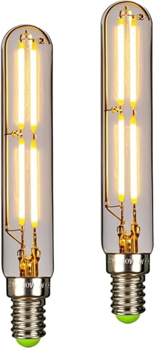TIANFAN 2er-Pack Led Birne 4W T20 Röhrenförmige Led Glühbirne E14 Edison Small Base 2700K Warmweiß Edison Birne (Transparent)