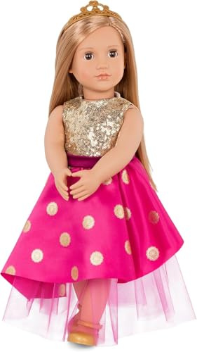 Our Generation Anziehpuppe Sarah mit festlichem Kleid und Krone | Sarah mit langem, glattem blondem Haar und braunen Schlafaugen; inkl. Kleid, Unterhose, Schuhe und Krone; 3+ Jahre