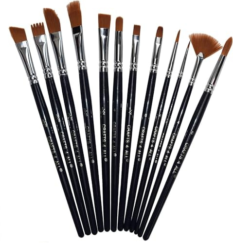 Farbe Bürsten 12 Stücke Set professionell Farbe Bürste Runden Spitz Tip Nylon Haar Künstler Acryl Bürste fur Acryl Aquarell Öl Malerei durch Crafts 4 ALL