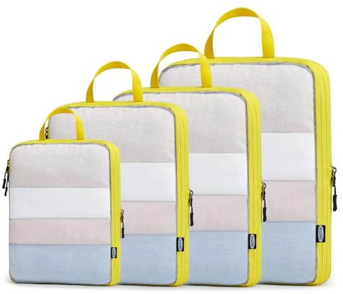 G4Free 4-teiliges Set Koffer Organizer Kompression & Kompression Packtaschen & Packing Cubes Compression & Koffer Organizer Set & Erweiterbar Kleidertaschen für Urlaub Reisen
