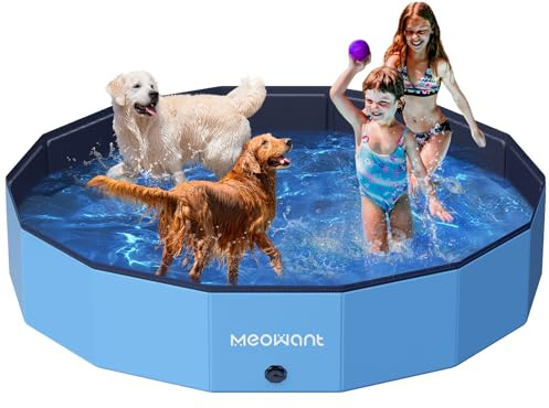 Meowant Hundepool Faltbar, Hundebadewanne, Planschbecken Groß Verdickt PVC, Extra Großer Outdoor-Faltbarer Pool, Tragbare Rutschfestes Hundeplanschbecken, Keine Pumpe Benötigt(180 x 30 cm)