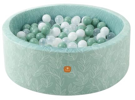 Dodozen Bällebad Bällepool Für Babys Kinder 90X30cm Rund,Superweicher Samt,Abnehmbar und waschbar,Salbei:Weiß/Transparent/Grün
