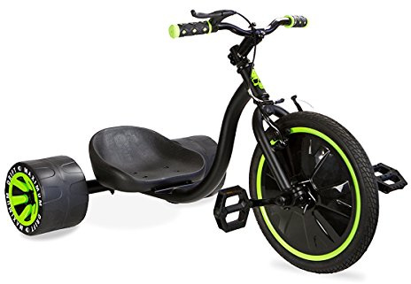 Drift-Dreirad für Kinder ab 5 Jahren – 16-Zoll-Vorderrad mit verstellbarem Sitz, Stahlrahmen, Slick-Hinterrädern und Sicherheitsfahne – Madd Gear (Green/Black)