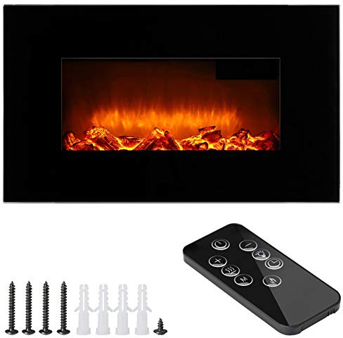 MONZANA® Wandkamin Elektrokamin Heizung Heizlüfter Head Up Display 900W / 1800W Thermostat Fernbedienung Timer Dimmbar Kaminfeuer Kaminofen Kamin