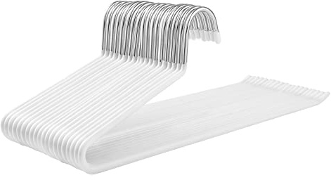 SONGMICS Hosenbügel, 20er Set, Kleiderbügel Hosen, offenes Ende, multifunktional, rutschfest, platzsparend, Länge 38 cm, weiß CRI004WT-20