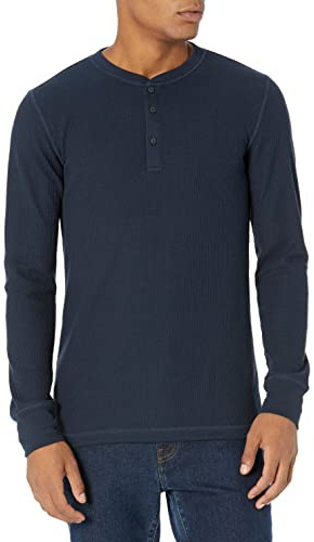 Amazon Essentials Herren Langärmeliges Waffel-Henley, Schmale Passform