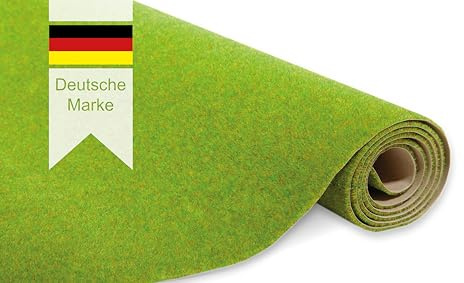 modellnatur Grasmatte 100x50 cm | Frühlingsgrün | Kunstrasen für Modellbau, Modelleisenbahn Zubehör, H0 Gelände, Bastelprojekte und Bonsai-Deko – naturgetreu, dicht beflockt, vielseitig