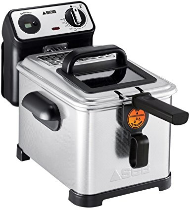 SEB Fritteuse Semi Tefal FR501000 Family Pro 3L Kaltzone + Bullauge + Digitaler Timer + regelbarer Thermostat, 2400 W, 3 Liter, Schwarz, Edelstahl 4 l Digitaler Timer silber