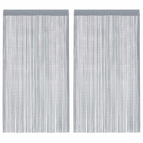 vidaXL Fadenvorhänge 2 STK. Hellgrau 140x250 cm, Fadengardine, Fransenvorhang, Gardine, Türvorhang, Vorhang, Vorhang mit Stangentasche, Raumteiler