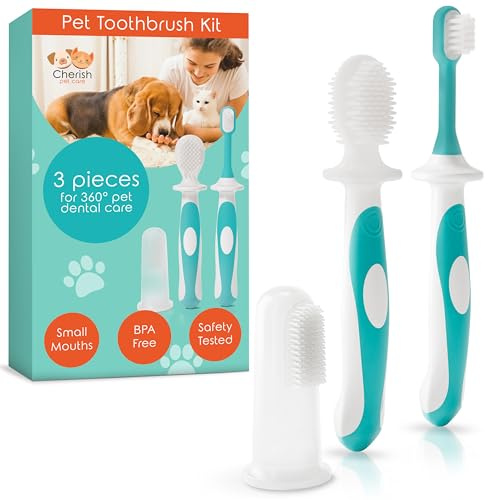 Cherish Pet Care Hunde Zahnpflege Set (3er-Pack) - Fingerzahnbürste Hund, Doppelseitige & Einfache Hundezahnbürste für kleine Hunde, BPA-freie Gesundheitsprodukte für, Zahnpflege Hund