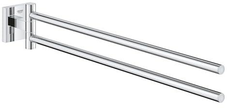 GROHE Start Cube, Handtuchhalter doppel-armig (44cm lang, schwenkbar, mit verdeckter Befestigung, zum Bohren inkl. Schrauben & Dübel, langlebige Oberfläche), eckig, chrom, 40976000