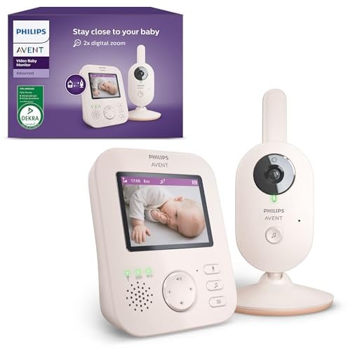 Philips AVENT Philips Babyphone mit Kamera Advanced - DEKRA Zertifiziert privat und sicher - 2.8" Display, x2 Zoom, Infrarot-Nachtsicht, Schlafliedern (Model SCD881/26)