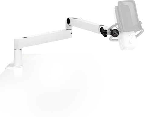 Elgato Wave Mic Arm Low Profile Weiß, Mikrofon-Boomarm | Sitzt unterhalb der Schulterlinie, 360°-Drehung, magnetische Kabelkanäle, Vollmetall, voll einstellbar