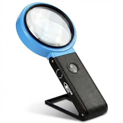 VISION AID 30X Freihand-Lupe mit 21 LED Licht für Münzen, Schmuck, Basteln, Hobby, 40X Hand- oder Standlupe für Senioren, Lesen, Uhrenreparatur, Löten, Naharbeit