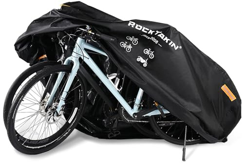 ROCK TAKIN Fahrradabdeckung Wasserdicht für 2-3 Fahrräder, 300D Oxford-Gewebe Fahrradgarage Wetterfest Plane, Outdoor Fahrrad Abdeckung Schutzhülle Sonnenschutz Reißfestigkeit mit Beutel