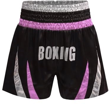 CHICTRY Muay Thai Short Kinder Muay Thai Hose Junior Jungen Und Mädchen Kickboxen Hose Für Kampfsport Käfigkampf Und Training Rosa und Silber 146-152