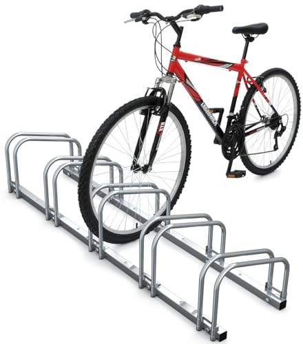 VOUNOT Fahrradständer, für 5 Fahrräder, Boden und Wandmontage, Aufstellständer Mehrfachständer, Grau