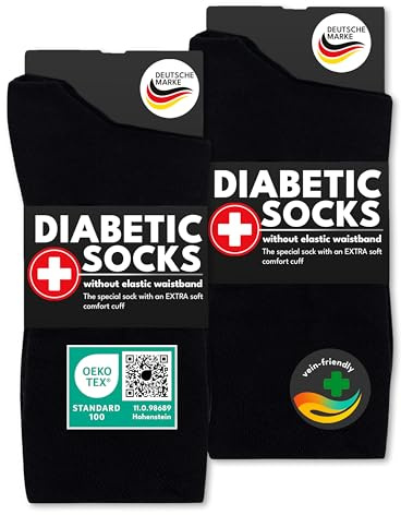 sockenkauf24 Diabetikersocken ohne Gummi & ohne Naht 97% Baumwolle (6 Paar) Diabetiker Socken mit Komfortbund für Damen & Herren