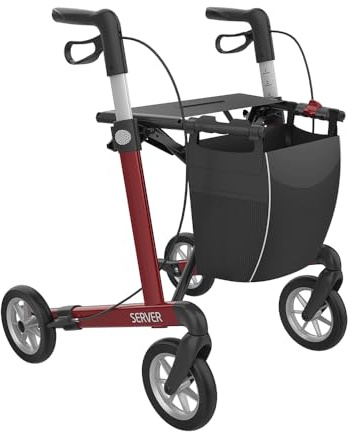 Rehasense Server Aluminium Leichtgewichtrollator weinrot L - 62 cm Pur-Softbereifung