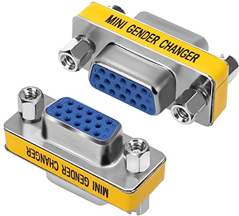 VMOJO VGA Kupplung VGA Buchse auf Buchse Adapter 15pin 15Polig Adapterkupplung SVGA Mini Gender Changer [2 Pack]