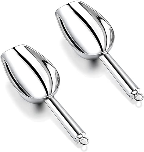 Eisschaufel 2er Set, Joyfair Edelstahl Abwiegeschaufel Mehlschaufel Futterschaufel Sackschaufel Abfüllschaufel für Küche/Bar/Buffet/Party/Garten, Vielseitig, Rostfrei & Spülmaschinenfest - 148ml