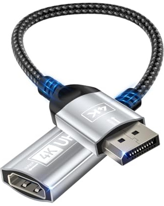 Nersligek 4K DisplayPort auf HDMI Adapter, Unidirektional DP (Display Port) Stecker auf HDMI Buchse Konverter Kompatibel mit Lenovo, HP, Dell, AMD, NVIDIA, Mehr Passiv