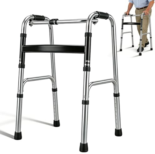 Gehbock & Gehgestell, Klappbarer Gehhilfe für ältere Menschen, Wohnungsrollator Höhenverstellbar, Leichtgewichtige Gehhilfe, Stabiler Walker mit 4 Gummifüßen, für ältere Menschen,Behinderte,Behinderte