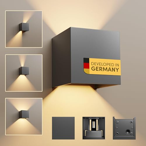 Scandinavian home LED Wandleuchte Aussen & Innen I Helligkeit einstellbar I IP65 230V 6W Warmweiß 3000K 700lm I Aussenlampe Wand, Outdoor Lampe, Wandleuchte Innen, Aussenleuchten Hauswand, Wandlampe