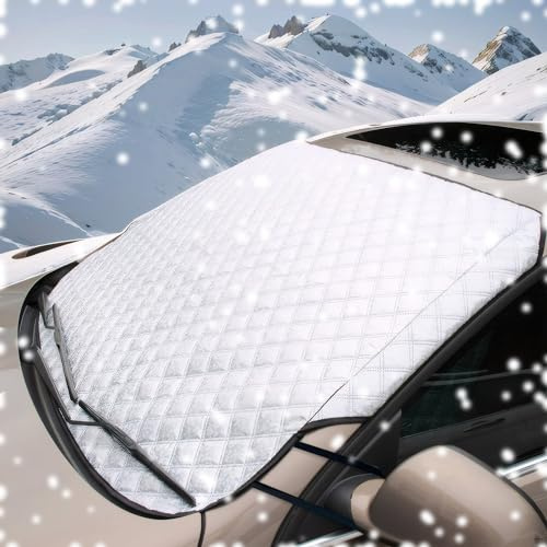 Frontscheibenabdeckung Winter, Auto Windschutzscheibenabdeckung, Autoscheiben Abdeckungen Winter, Thick Scheibenabdeckung Auto, Auto Winter Zubehoer, Faltbar Frontscheibenabdeckung für Frostschutz