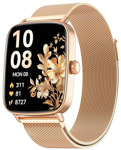 Smartwatch Damen mit Telefonfunktion,1.85 HD Uhren Damen mit Herzfrequenz Schlafmonitor SpO2 Schrittzähler,110+ Sportmodi Fitnessuhr,IP68 Wasserdichte Smart watch Kompatibel für iOS/Samsung/Android