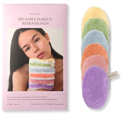 Waschies Abschminkpads/Waschpads- 6er-Set Bunt (Pastellfarben) – sanfte Gesichtsreinigung - waschbar, wiederverwendbar & hypoallergen - alle Hauttypen – Alternative zu Wattepads & Abschminktüchern