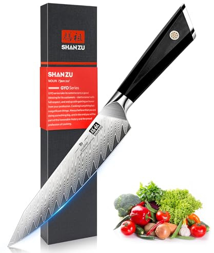 SHAN ZU Damast Küchenmesser, Profi Allzweckmesser Kochmesser 15 cm, Damastmesser 67 Schichten Edelstahl Japanischer Stahl 10Cr15Mov Profi Küchenmesser Messer, Mit G10 Griff - GYO Series