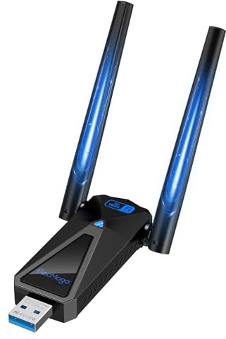 ElecMoga WLAN Stick, 1300Mbps WLAN Adapter PC, 2.4GHz/5GHz Dual Band Internet, USB Stick 3.0, 2 x 5dBi High Gain WiFi Antennens, Kompatibel mit Windows 11/10/8/7/Vista/XP Mac Linux