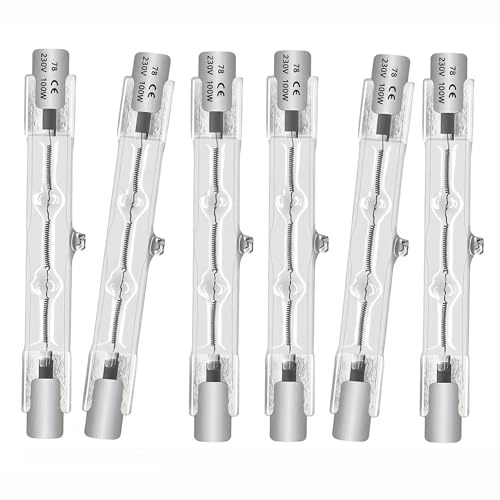 Queeplo 6 Stück R7S Halogen Leuchtmittel 78mm 100W 230V Dimmbar Warmweiß,R7S Halogenstab