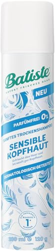 Batiste Trockenshampoo Sensible Kopfhaut Parfümfrei, 200 ml, ohne Ausspülen, Haarpflegespray, dermatologisch getestet, sanft zur Kopfhaut, leichte Formulierung für erfrischtes Haar
