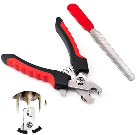 Krallenschere Hund Katze Nagelknipser mit Schutz & Nagelfeile Edelstahl | Krallenschneider aus Edelstahl mit Sicherheitsschutz & Nagelfeile, ergonomisches Krallenpflege-Werkzeug für Hunde und Katzen