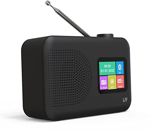 LFF Digitalradio DAB, kleines digitales UKW-Radio mit DAB+ und Bluetooth, Farbanzeige, Batterie- oder Kabelfunktion - Schwarz