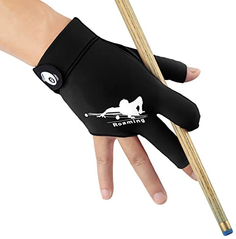 Roaming Atmungsaktiver, schnell trocknender Sporthandschuh für Carom-Billardspieler für Billardqueue - passt für die rechte Hand (Schwarz-Rechts, L/XL)