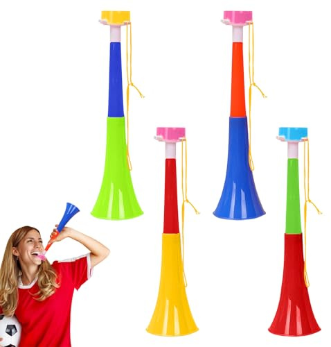pclapora 4 Stück Vuvuzela, Tröte, Vuvuzela Tröte Laut Fussball Fanfare, Stadion Tröten, Tröten zum Anfeuern für Sportfeste, Fußballturnier, Basketball, Prost zur Auflockerung Der Atmosphäre Groß