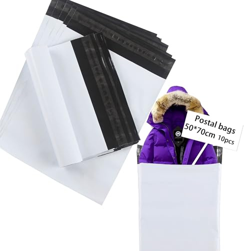 huruirui 50x70cm Versandtaschen Plastik groß Versandbeutel 10pcs Blickdicht Selbstklebend Versandtaschen Warensendung Versandtüten für Kleidung Logistikverpackungen Textil Transport