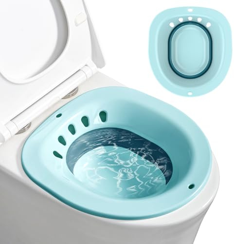 Faltbares Sitzbad für die Toilette, Bidet Einsatz für Toilette, Tragbares Sitzbadewanne für Hämorrhoidenbehandlung, Wochenbettpflege, Schwangere und ältere Menschen (Dunkelgrün)