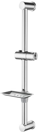 Ibergrif Duschstange Edelstahl 56–58 cm mit Seifenschale, Brausestange mit Duschkopfhalter höhenverstellbar, Duschset Wandmontage, Chrom Duschhalterung verstellbar, Einfache Installation Badezimmer